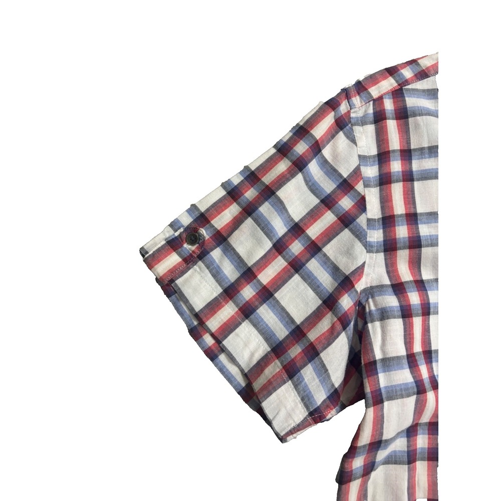 Banana Republic Shirt Mens Large White Plaid Short Sleeve Slim Fit - Picture 4 of 7